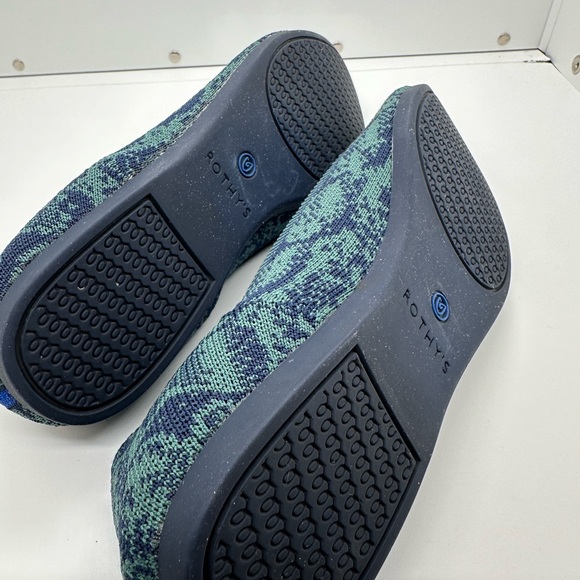 Rothy’s The Point~ Emerald Blue Snake Print Retired Shoes Size 7 - Picture 10 of 15